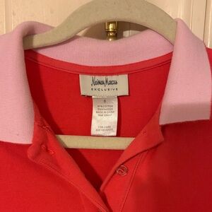 Neiman Marcus Coral Polo with Light Pink Collar